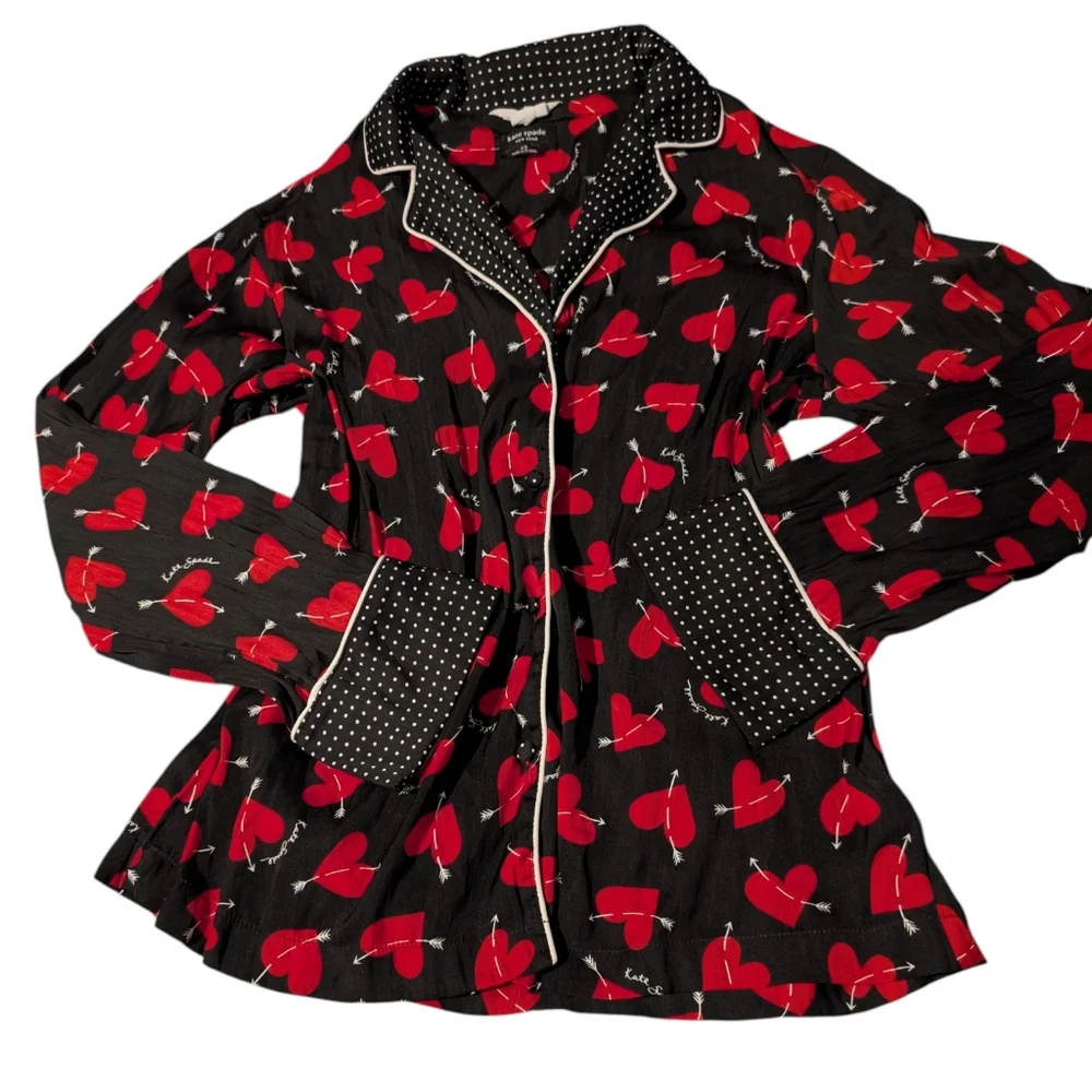 Kate Spade New York Women's Cupid Hearts‎ 2-Piece Pajama Set Size Small